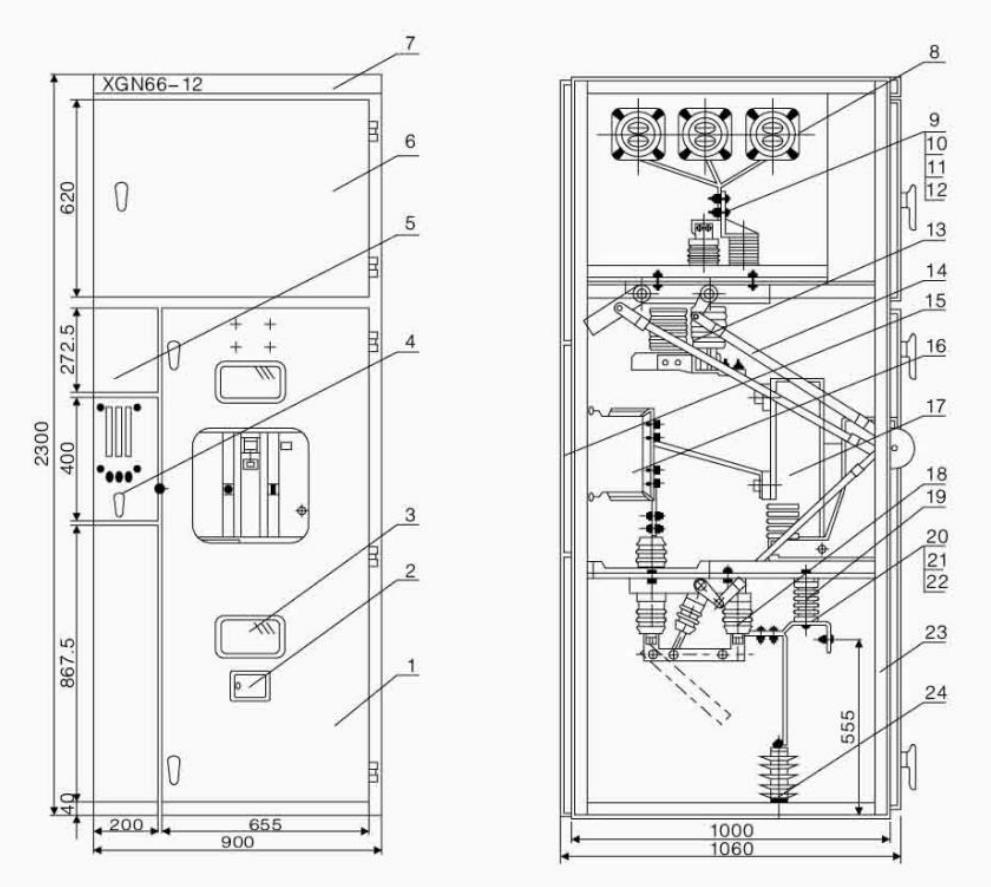 XGN66-12环网柜的内容布置